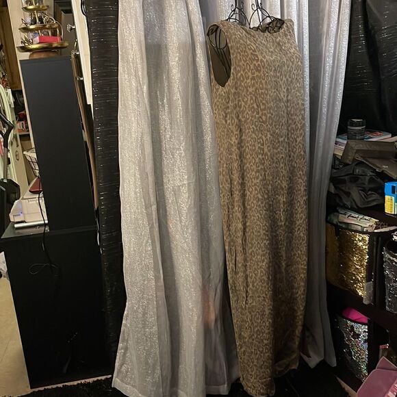 I Leopard Maxi Dress sheath slip summer sleeveless Women’s Size 12 ethnic boho - Picture 2 of 7